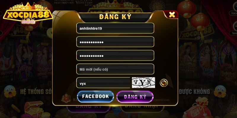 Đăng Ký xocdia88 2 Nhập chính xác thông tin đăng ký XOCDIA88